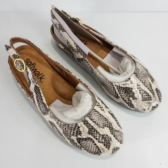 Softwalk Sandy Flat Black and White Snake -7.5 WW - Picture 7 of 9